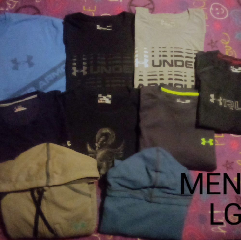 SOLD ON ANOTHER SITE LOT OF 9 MEN'S LG UA LONG SLEEVE